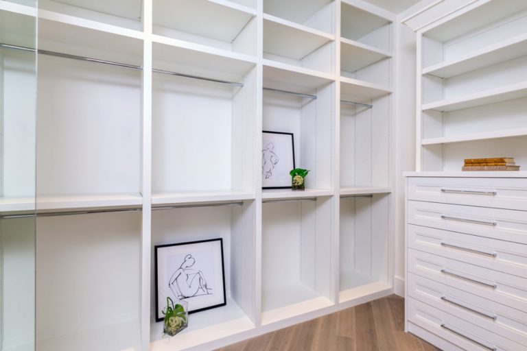 white shelves in a closet